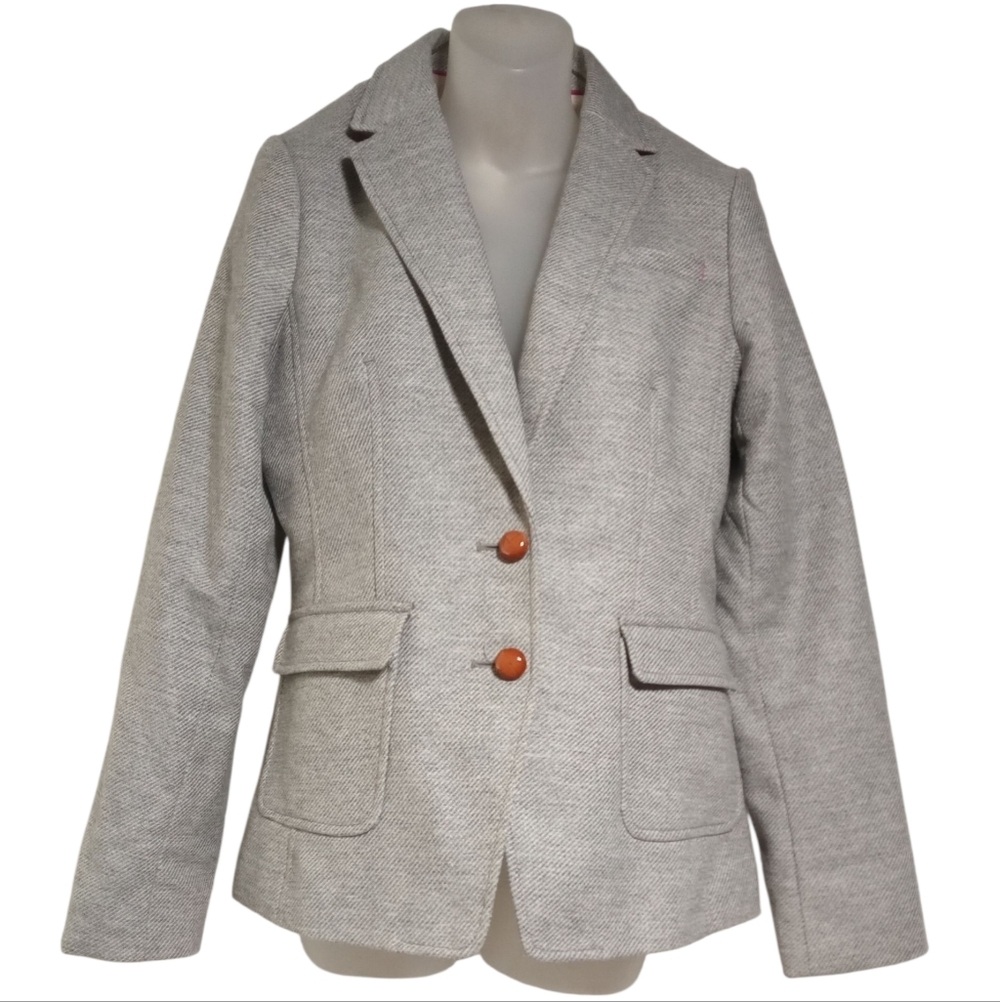 Banana Republic 2-Button Blazer Jacket Gray Patch Elbow Classic Fit Sz 8 - Picture 2 of 9